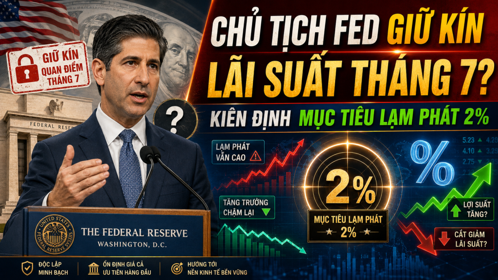 Chủ tịch Fed Kevin Warsh giữ kín quan điểm về lãi suất tháng 7 nhưng khẳng định kiên định với mục tiêu lạm phát 2%. Chính sách của Fed sẽ tác động thế nào đến chứng khoán, vàng, tỷ giá và thị trường Việt Nam?